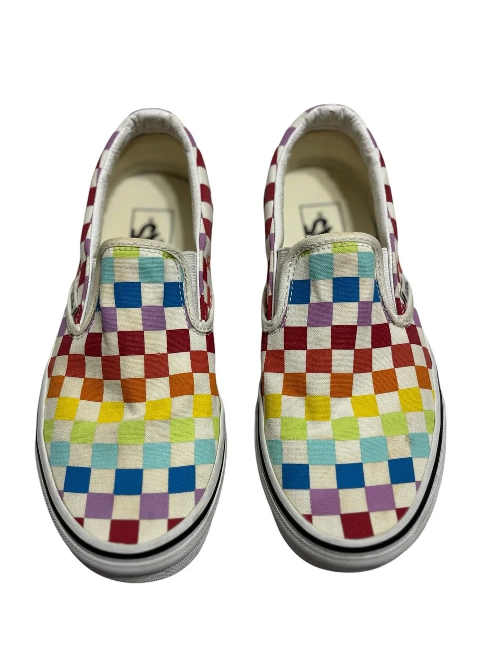 Vans Rainbow Unisex Checker Slip-On Sneakers Men Size 6.5 Women Size 8